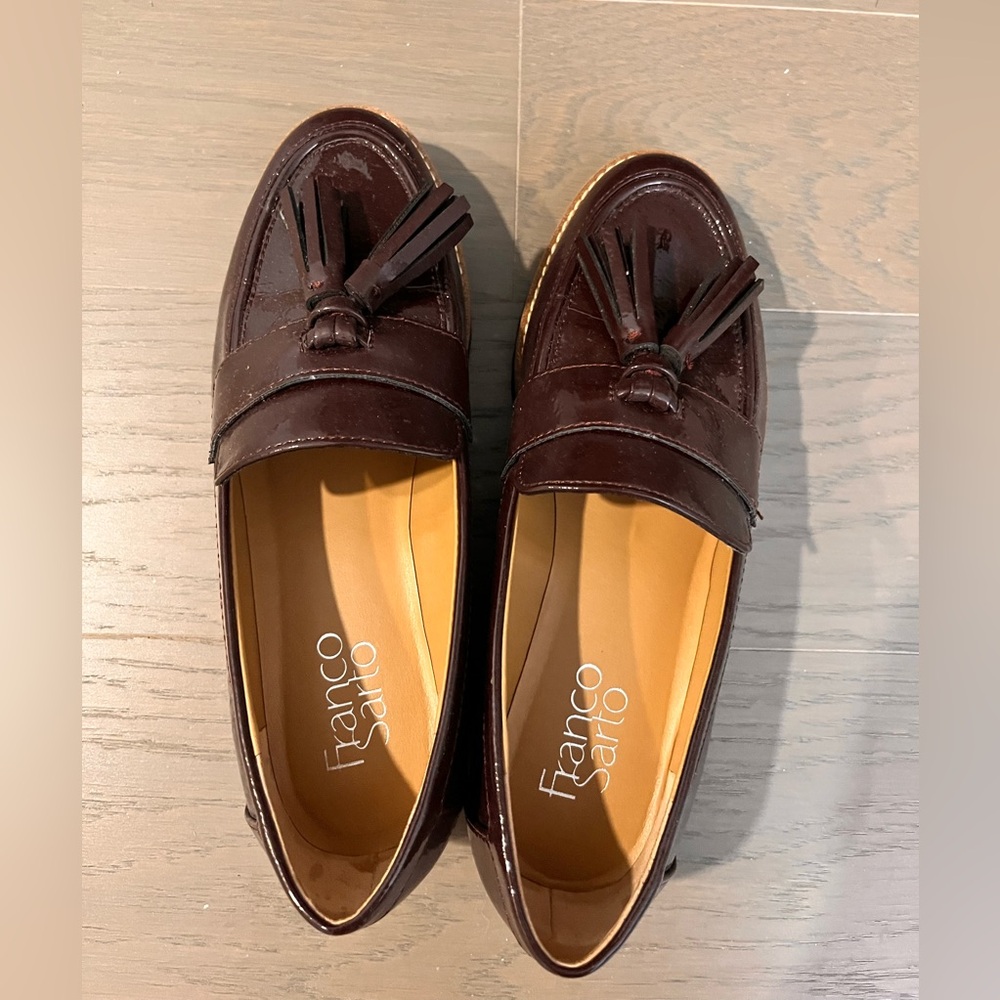 Franco Sarto Brown Leather Loafers, mint condition, only wore twice, size 6